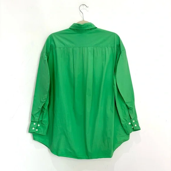 The Frankie Shop -Melody Oversized Organic Cotton-poplin Shirt in Green - Picture 9 of 11